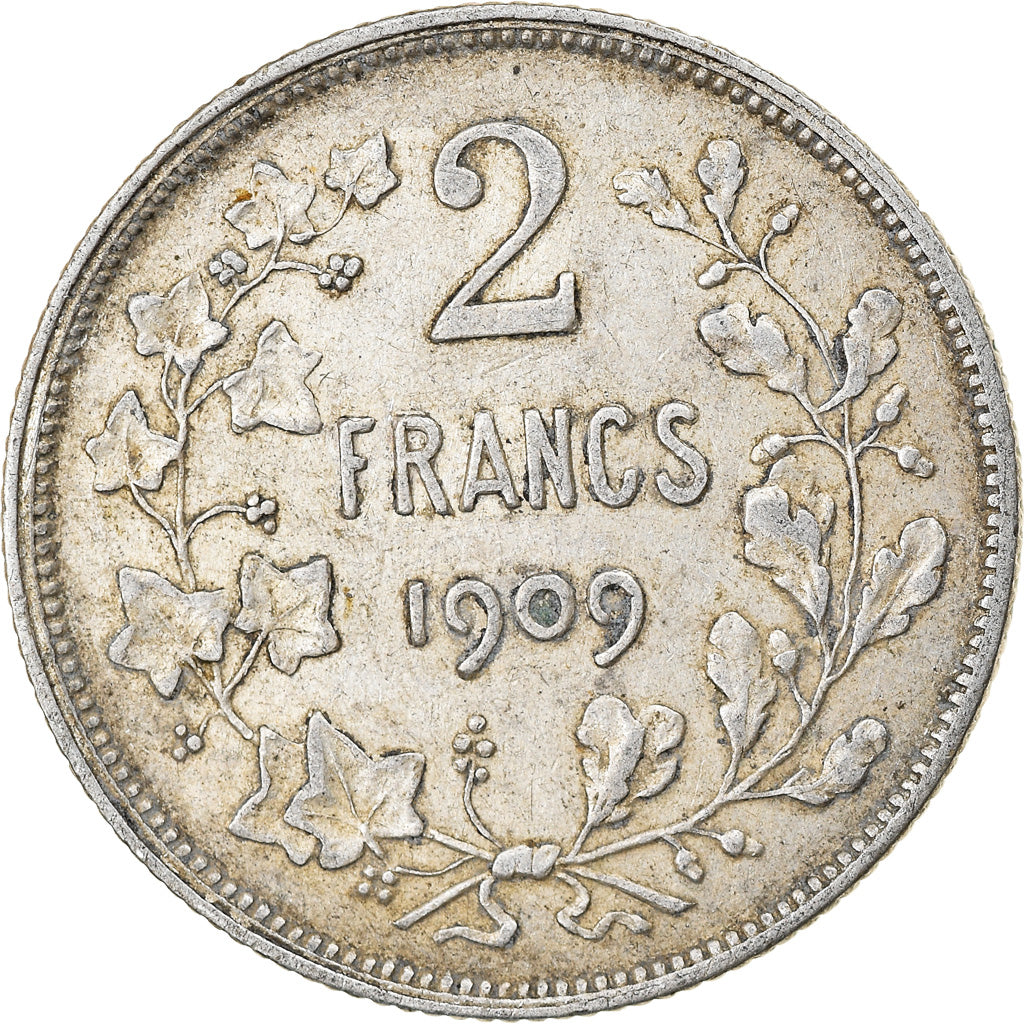 Coin, Belgium, 2 Francs, 2 Frank, 1909, VF(30-35), Silver, KM:58.1