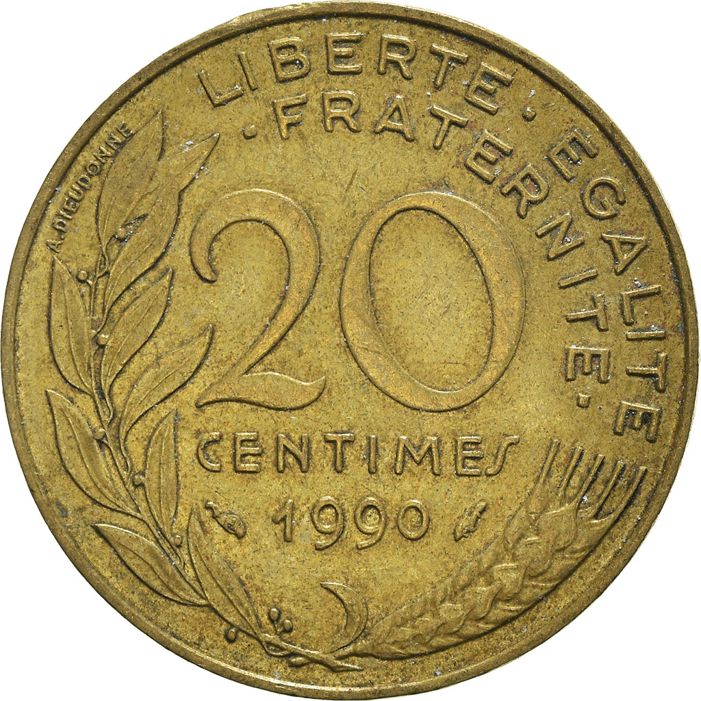 Munten, Frankrijk, 20 Centimes, 1990