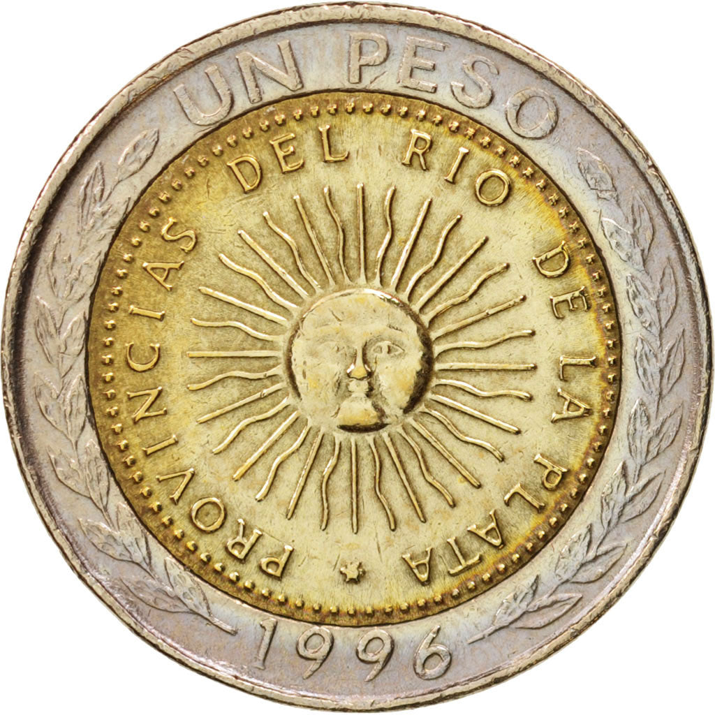 Coin, Argentina, Peso, 1996, AU(55-58), Bi-Metallic, KM:112.1