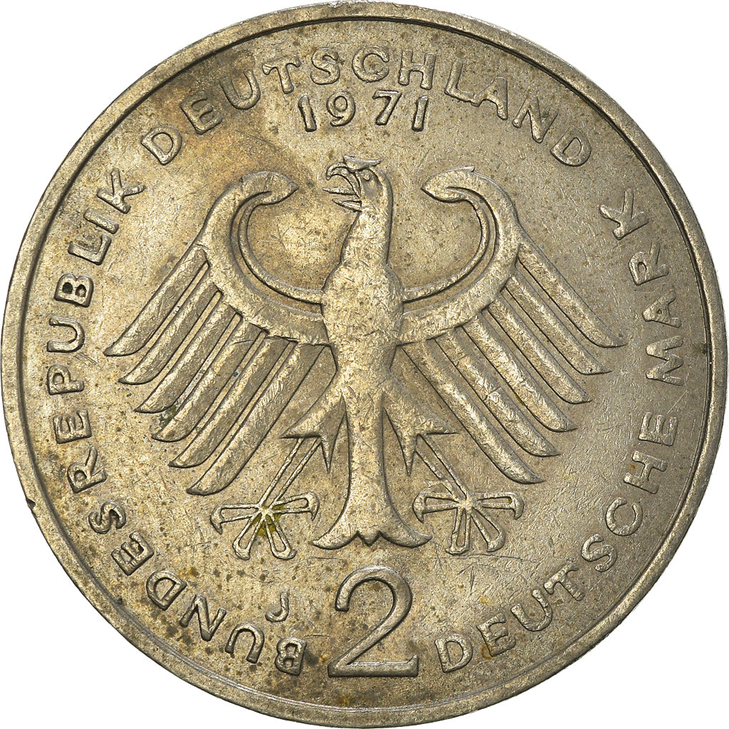 Moeda, ALEMANHA - REPÚBLICA FEDERAL, 2 Mark, 1971