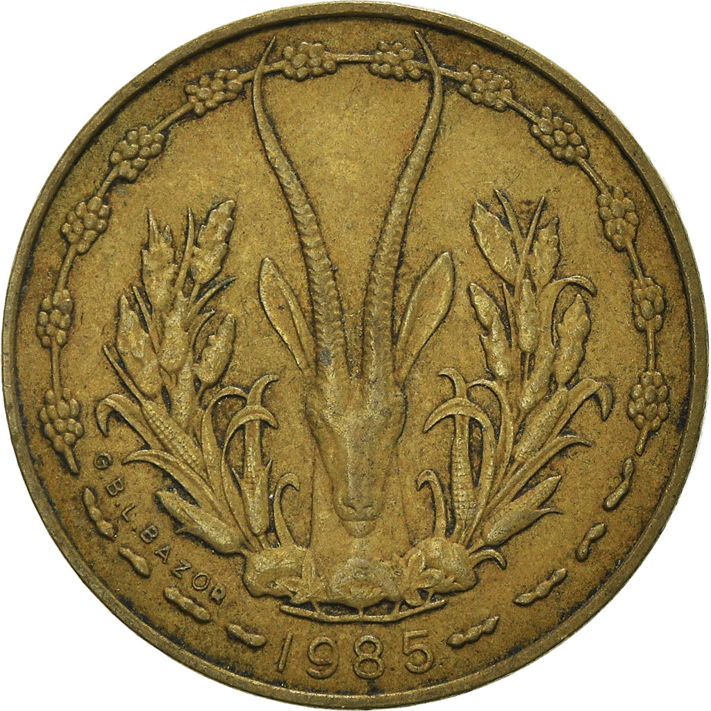 Coin, West African States, 5 Francs, 1985