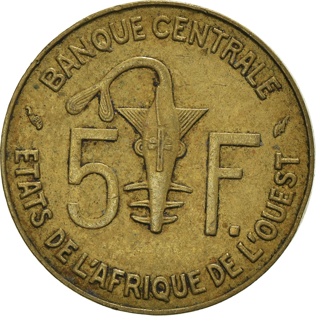 Coin, West African States, 5 Francs, 1985