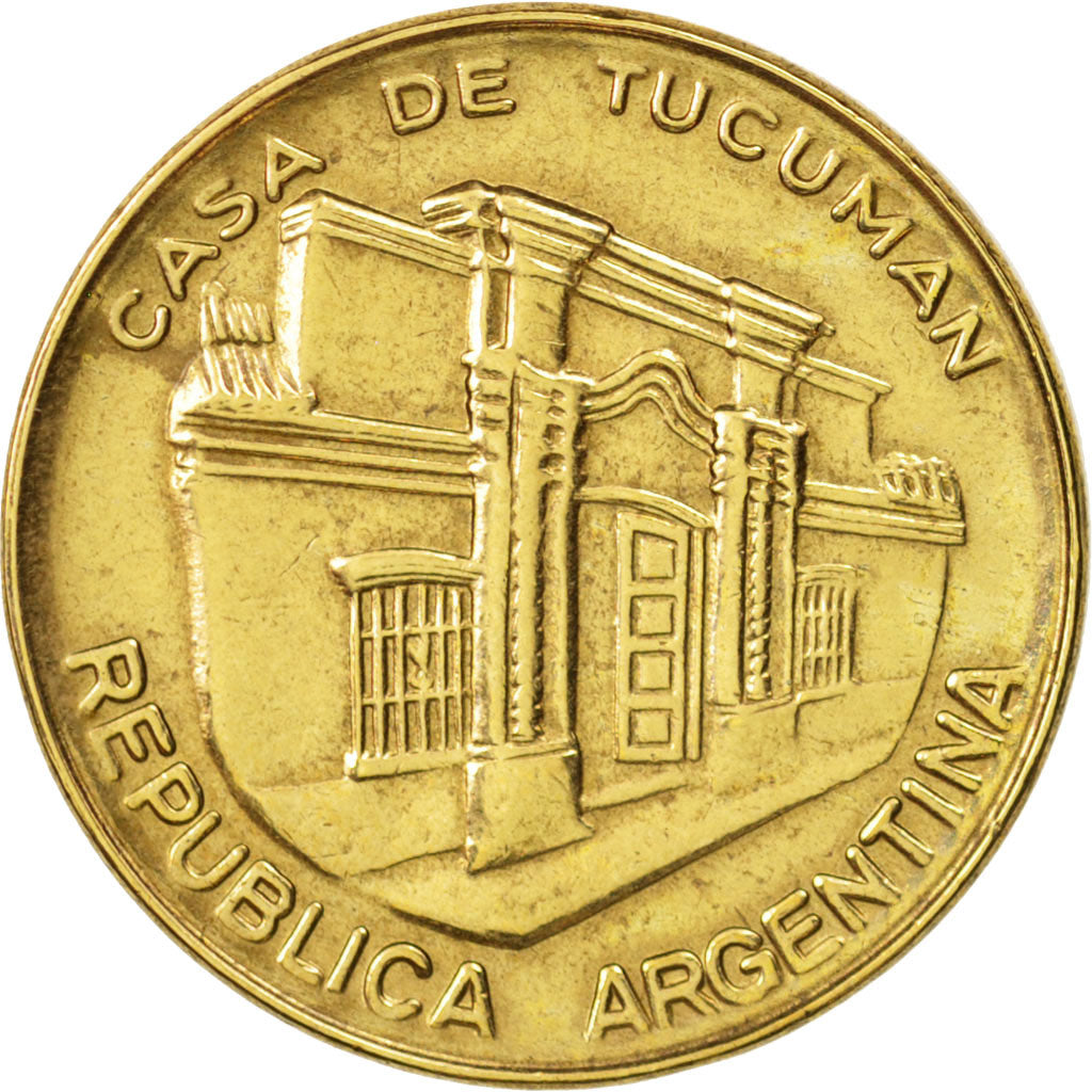 Coin, Argentina, 10 Pesos, 1985, AU(55-58), Brass, KM:93