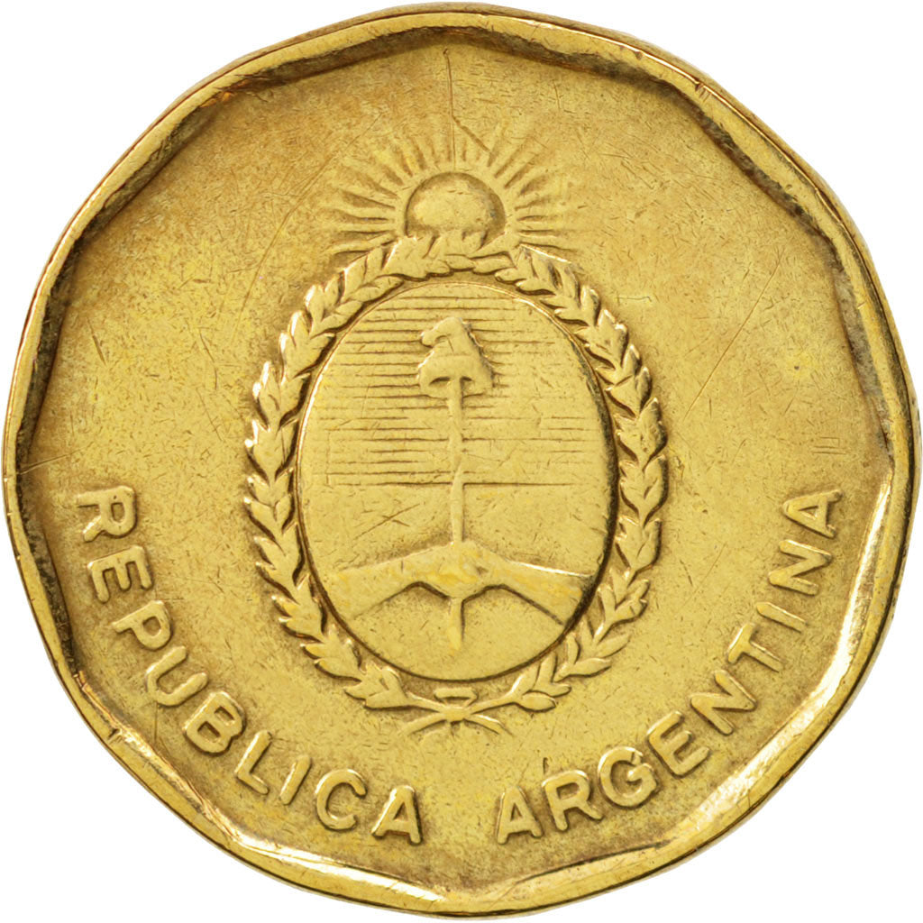 Argentina, 10 Centavos, 1985, AU(55-58), Brass, KM:98