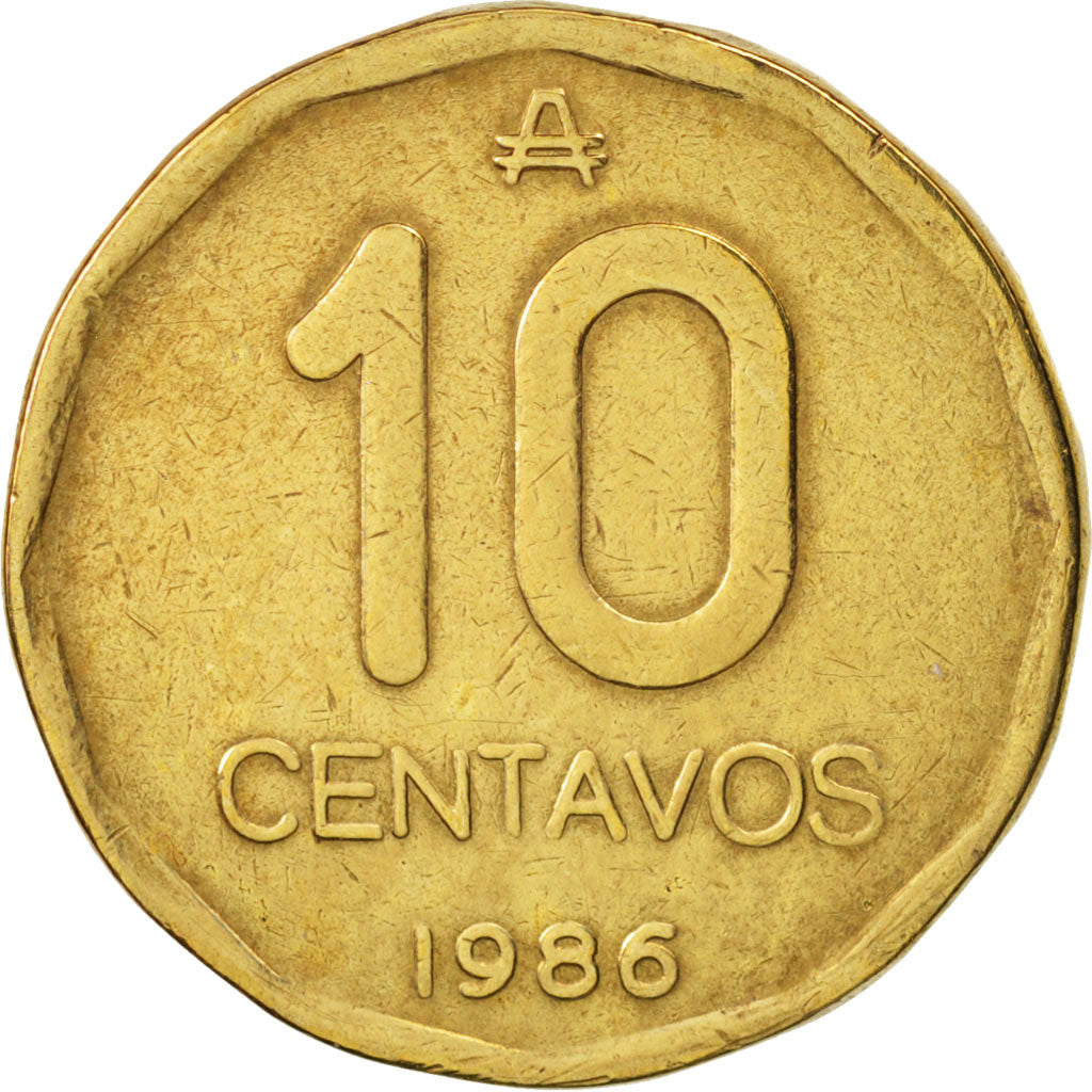 Argentina, 10 Centavos, 1985, AU(55-58), Brass, KM:98