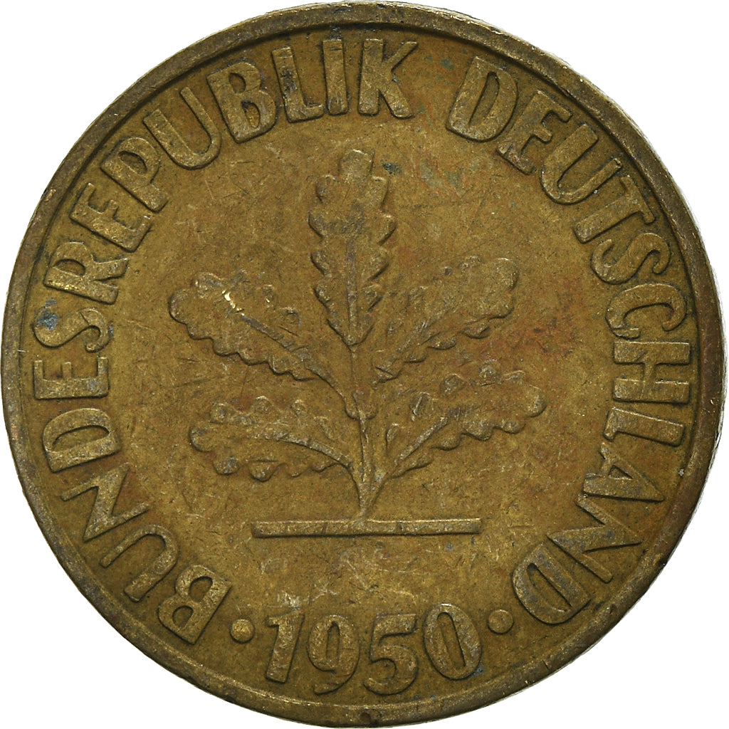 Moeda, ALEMANHA - REPÚBLICA FEDERAL, 10 Pfennig, 1950