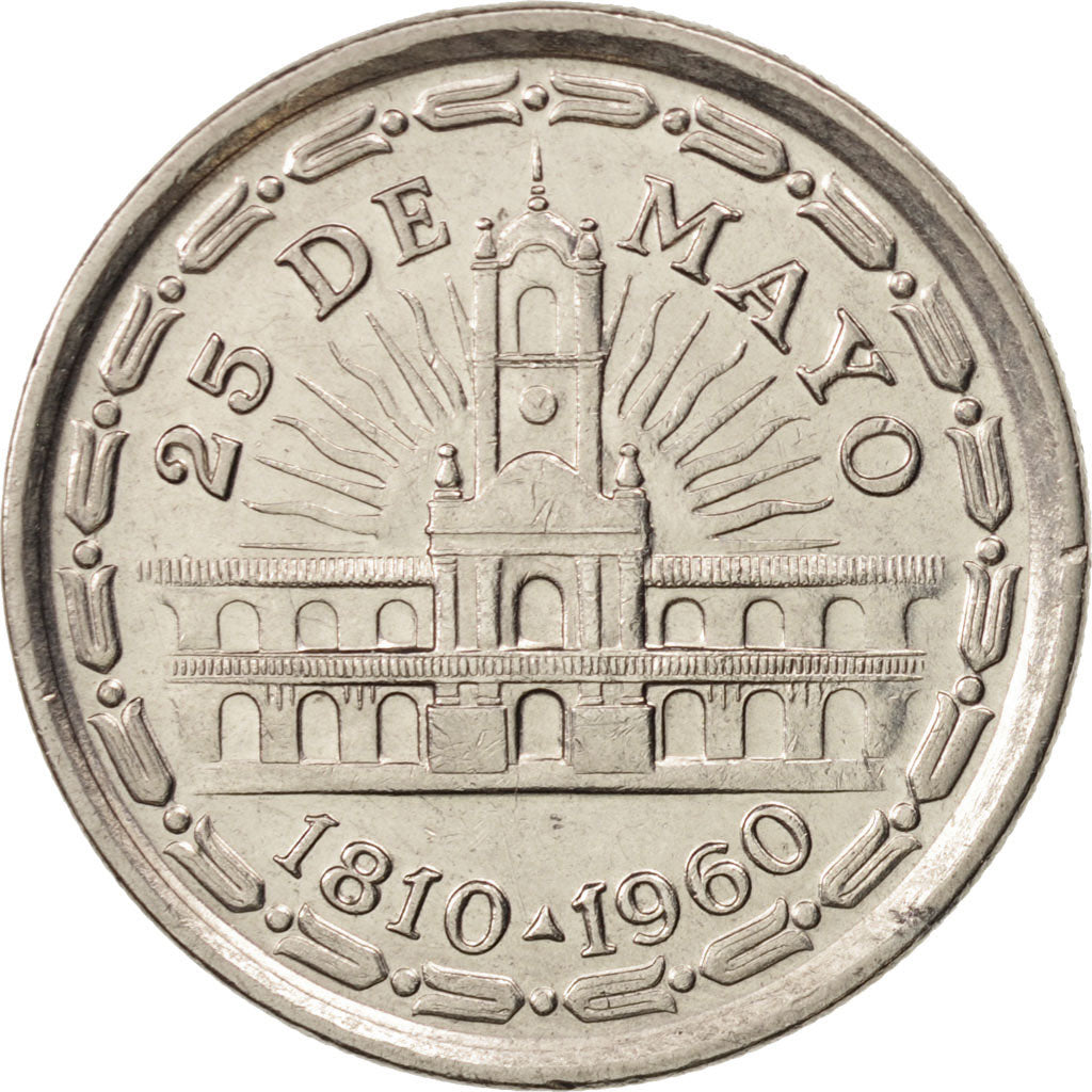Argentina, Peso, 1960, AU(50-53), Nickel Clad Steel, KM:58