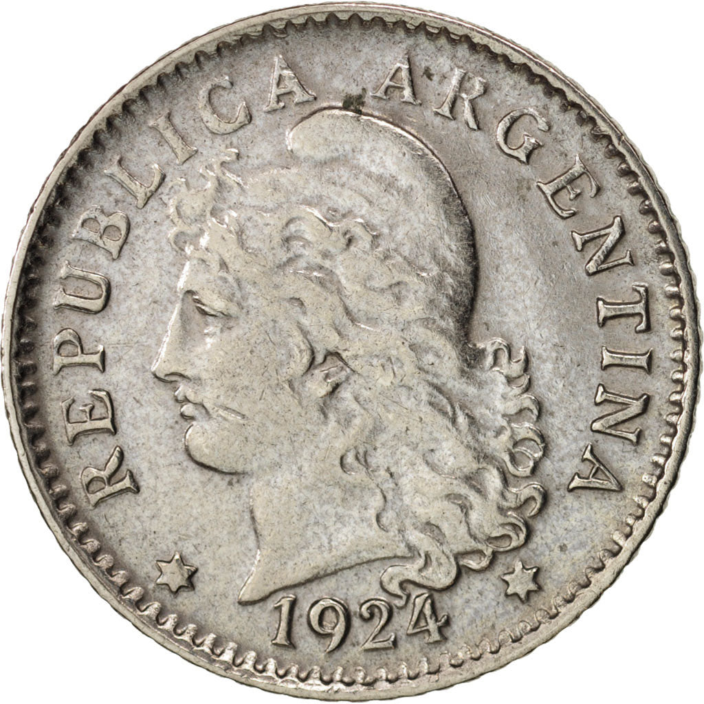 Coin, Argentina, 5 Centavos, 1924, AU(55-58), Copper-nickel, KM:34