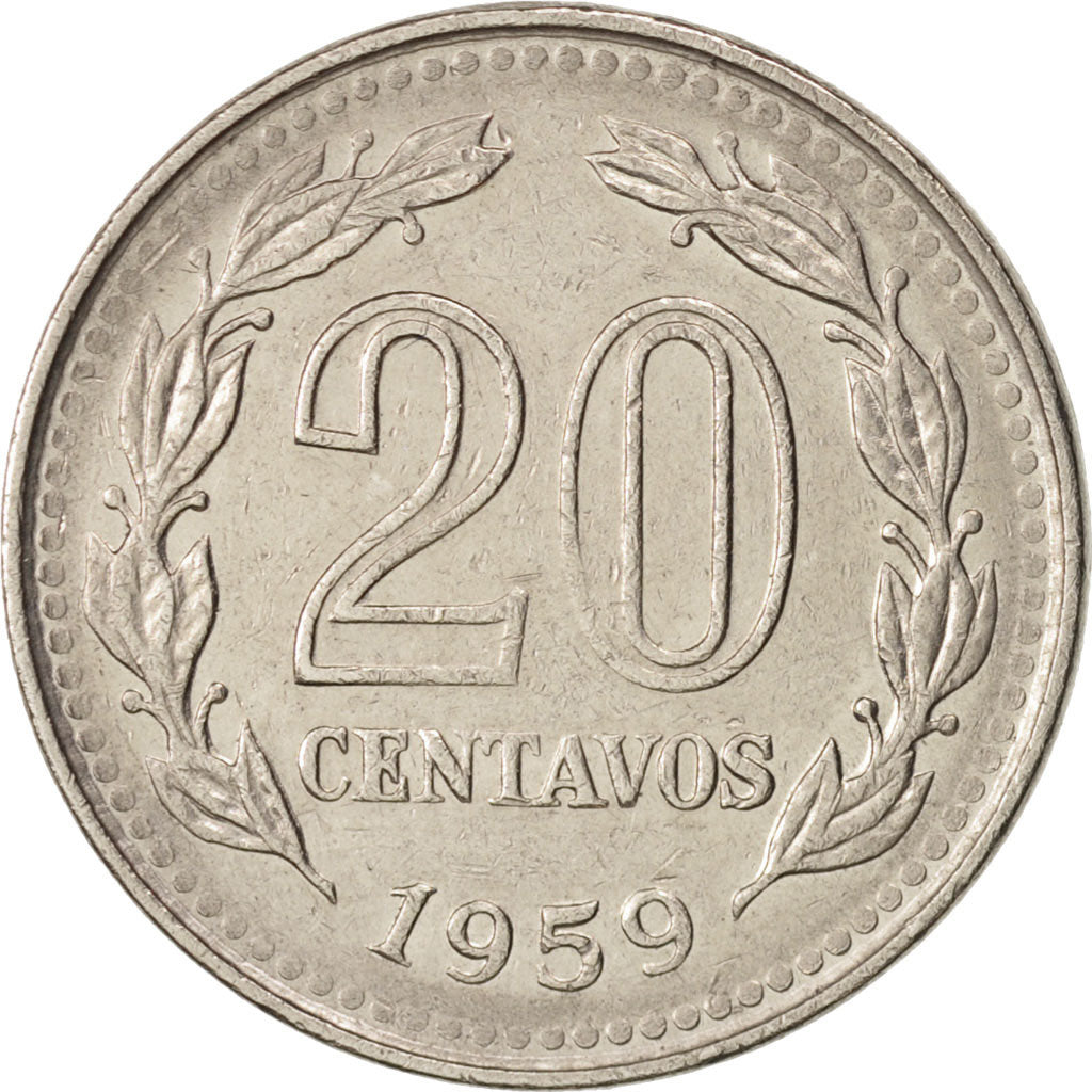 Monnaie, Argentine, 20 Centavos, 1959, TTB, Nickel Clad Steel, KM:55