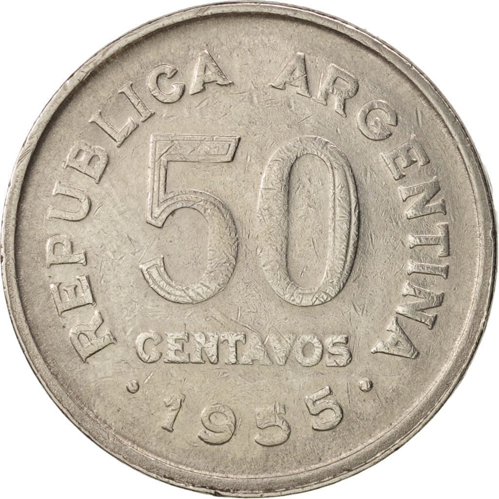 Argentina, 50 Centavos, 1955, VF(30-35), Nickel Clad Steel, KM:49
