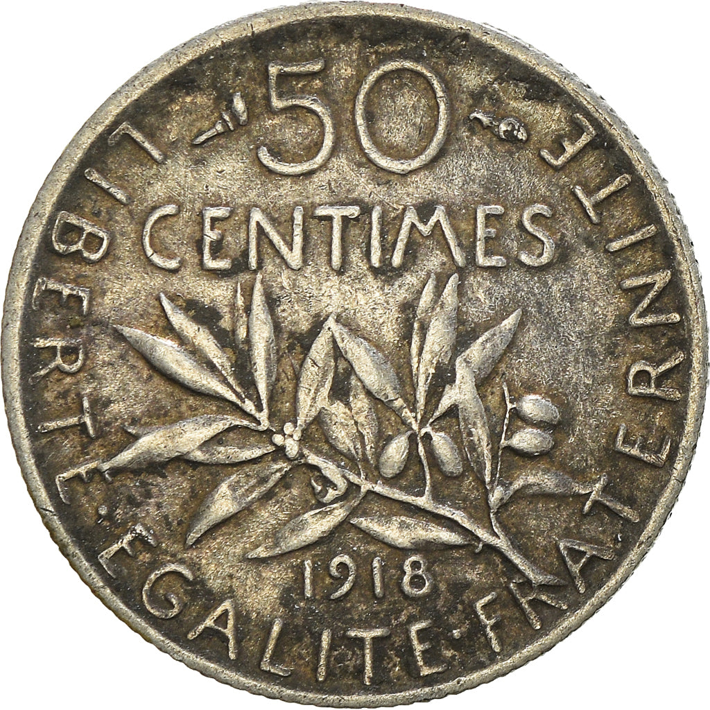 Moneda, Francia, 50 Centimes, 1918