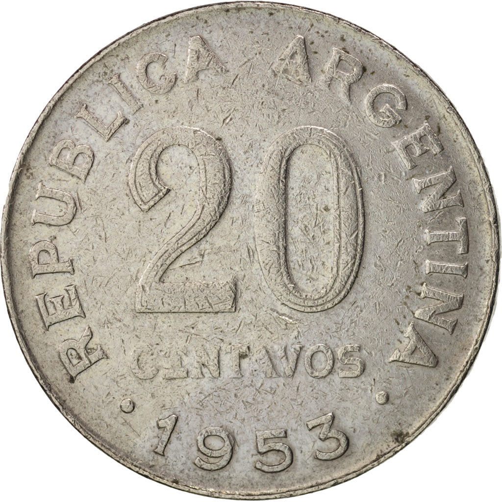 Argentina, 20 Centavos, 1953, EF(40-45), Nickel Clad Steel, KM:48a