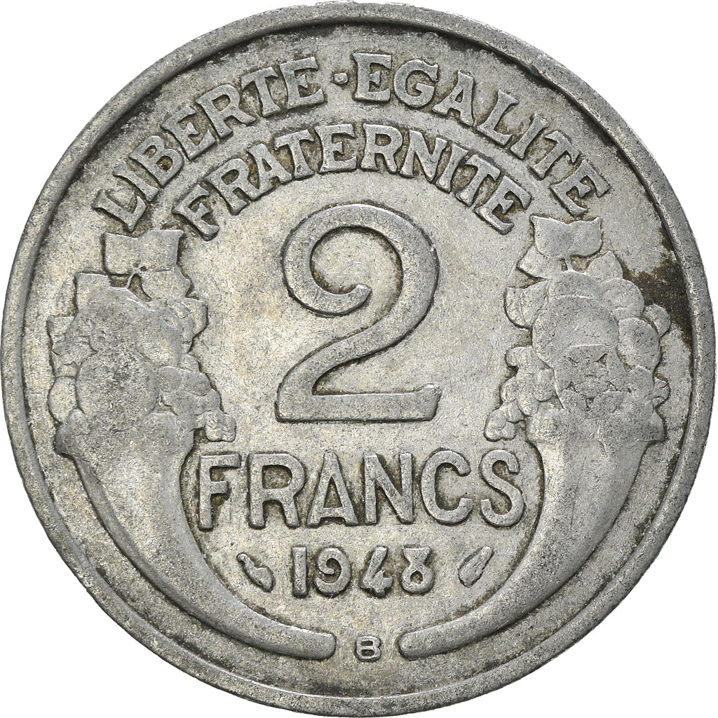 Moeda, França, 2 Francs, 1948
