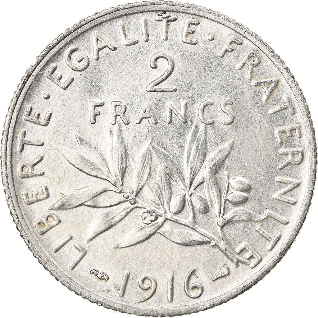 Moneta, Francia, Semeuse, 2 Francs, 1916, Paris, SPL-, Argento, KM:845.1