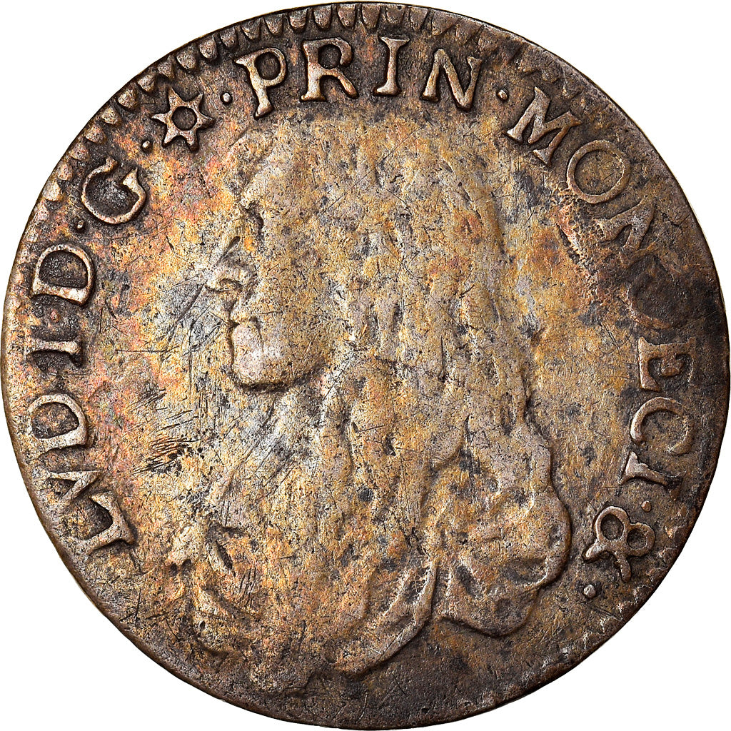 Münze, Monaco, Louis I, 5 Sols, 1/12 Ecu, 1665, S+, Silber, KM:40, Gadoury:MC70