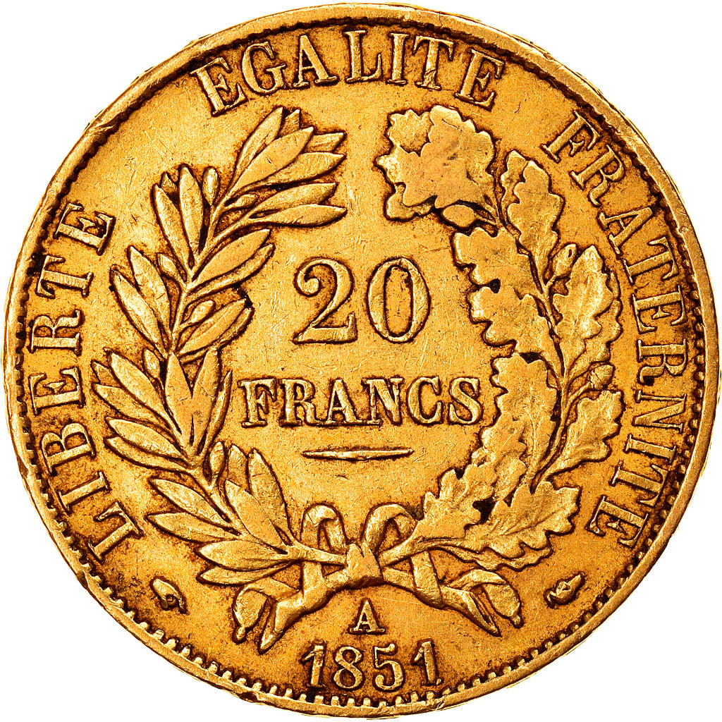 Moeda, França, Cérès, 20 Francs, 1851, Paris, EF(40-45), Dourado, KM:762