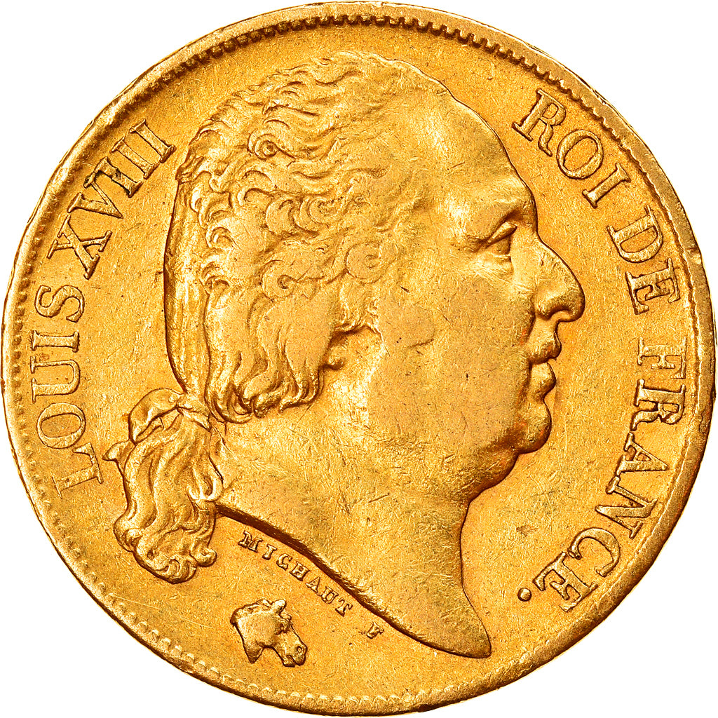 Moneta, Francia, Louis XVIII, Louis XVIII, 20 Francs, 1820, Paris, BB, Oro