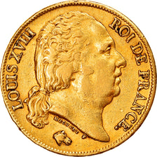 Moneta, Francia, Louis XVIII, Louis XVIII, 20 Francs, 1818, Paris, BB, Oro