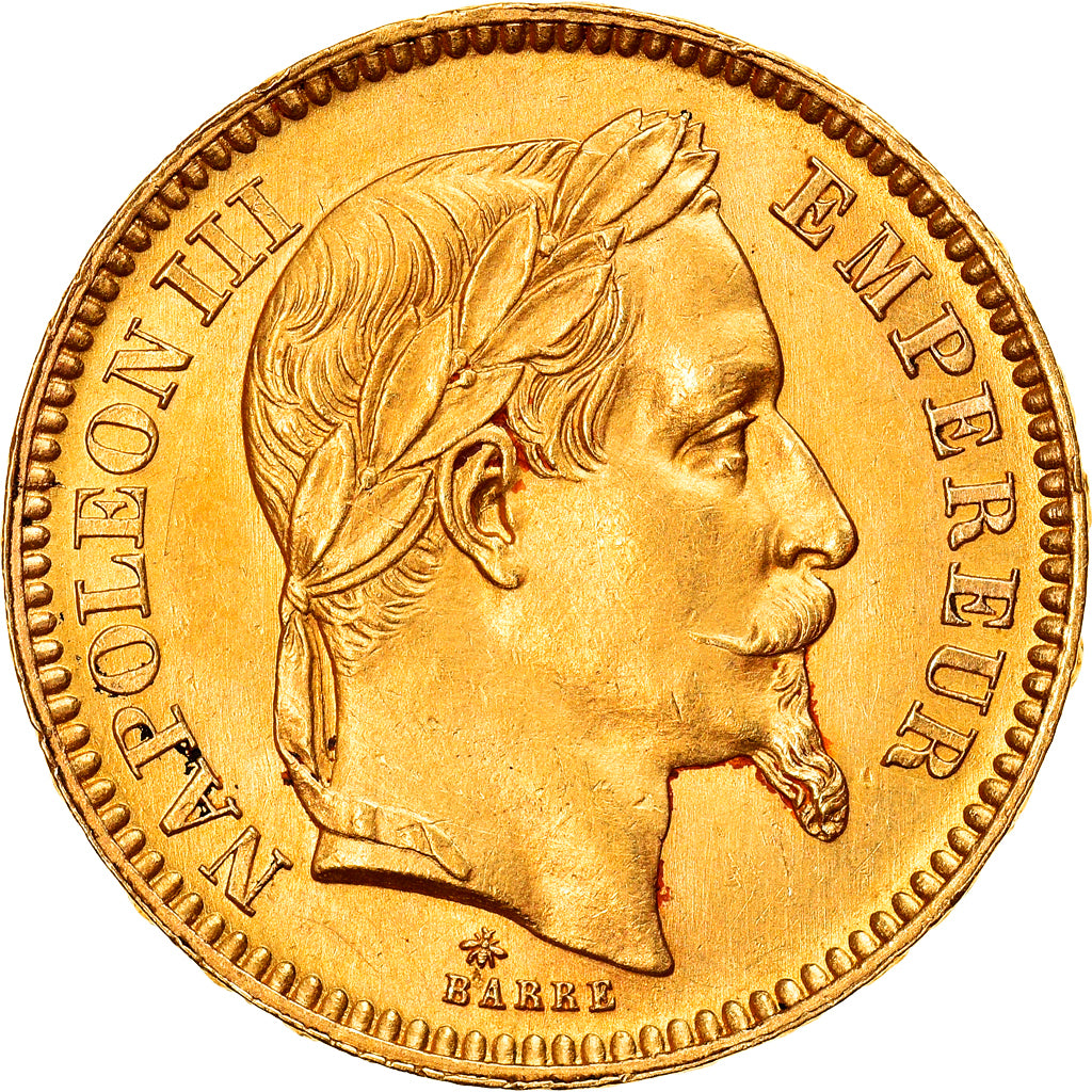 Moneta, Francja, Napoleon III, Napoléon III, 20 Francs, 1865, Paris, AU(55-58)