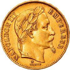 Moneta, Francia, Napoleon III, 20 Francs, 1869, Strasbourg, BB, Oro, KM:801.2