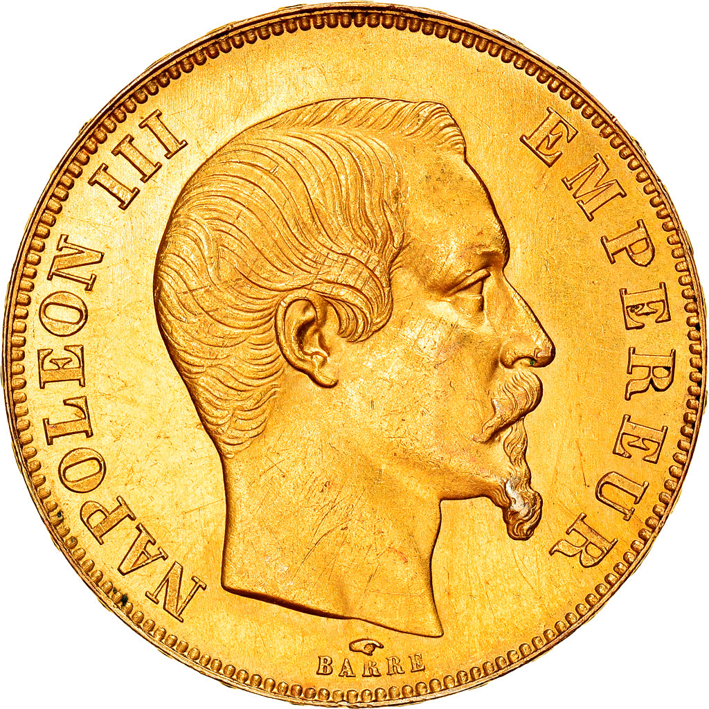 Moeda, França, Napoleon III, 50 Francs, 1857, Paris, AU(55-58), Dourado