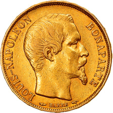 Moneda, Francia, Napoleon III, Napoléon III, 20 Francs, 1852, Paris, MBC, Oro