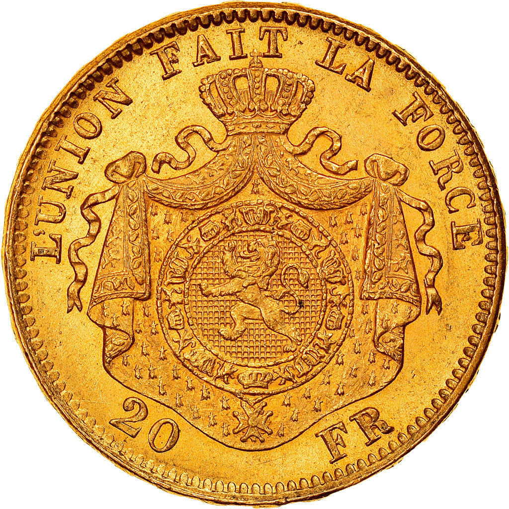 Münze, Belgien, Leopold II, 20 Francs, 20 Frank, 1870, VZ+, Gold, KM:32