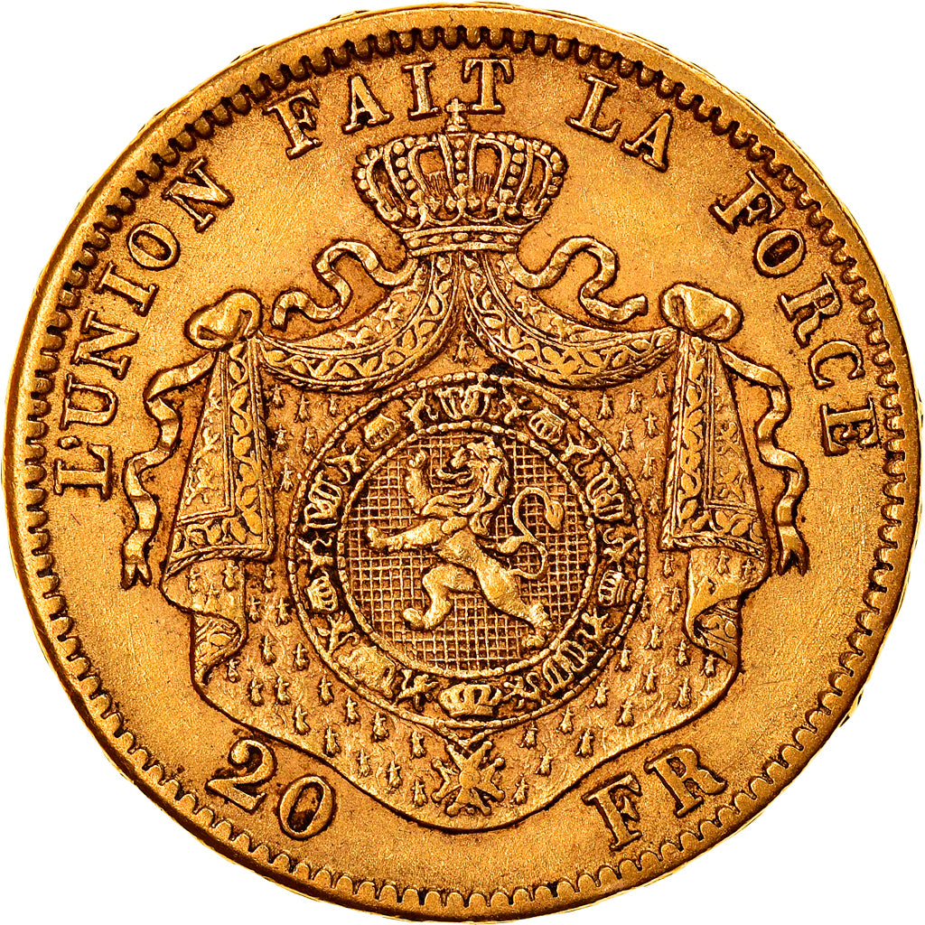 Coin, Belgium, Leopold II, 20 Francs, 20 Frank, 1871, EF(40-45), Gold, KM:37