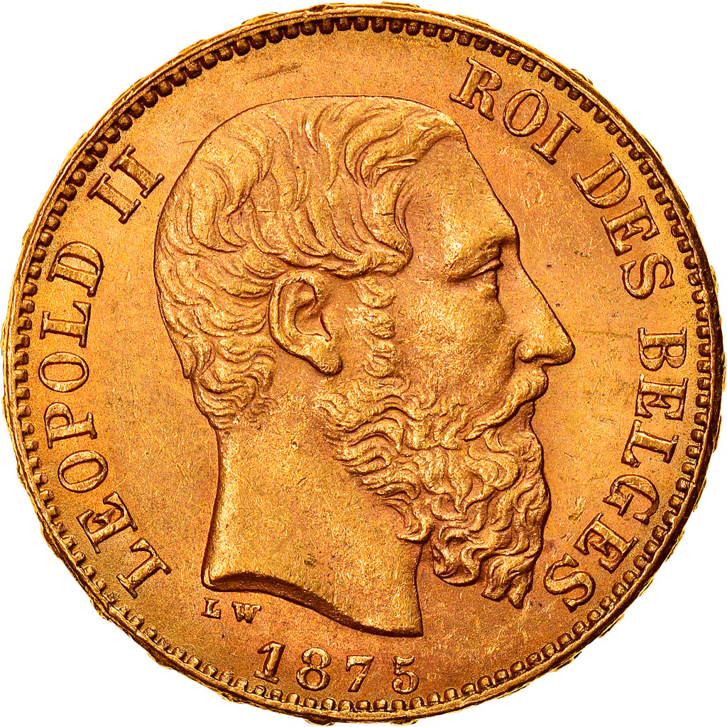 Münze, Belgien, Leopold II, 20 Francs, 20 Frank, 1875, VZ, Gold, KM:37