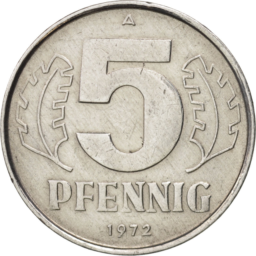 GERMAN-DEMOCRATIC REPUBLIC, 5 Pfennig, 1972, Berlin, AU(55-58), Aluminum, KM:9.1