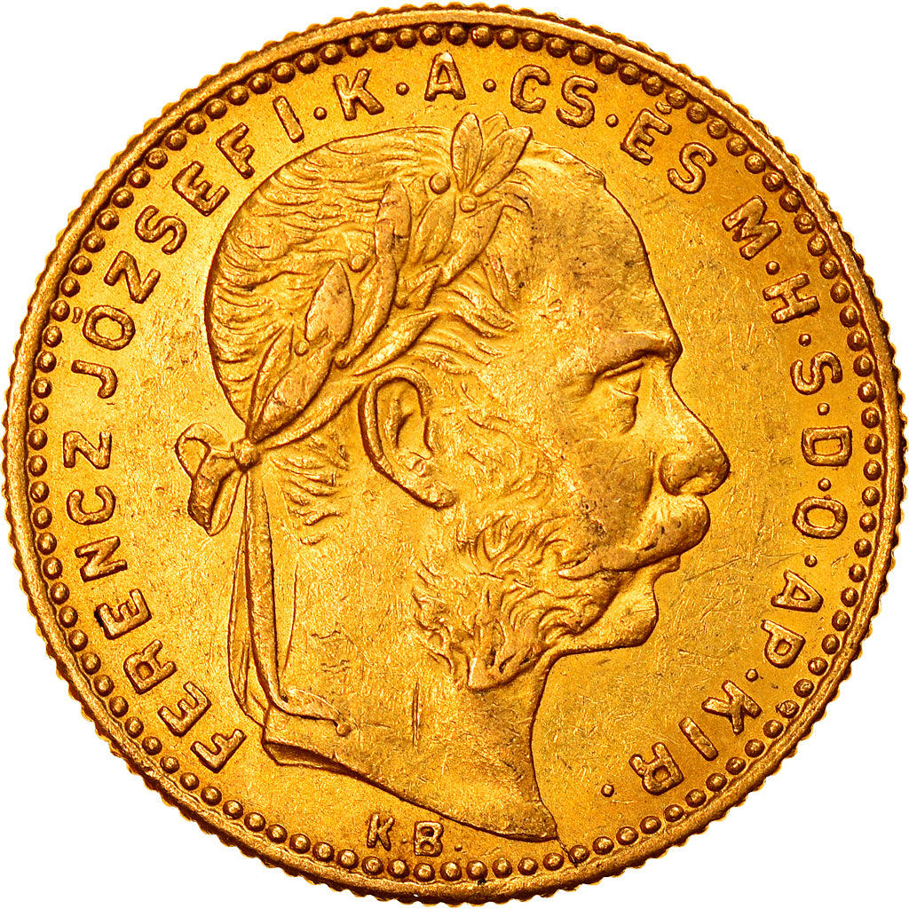 Münze, Ungarn, Franz Joseph I, 8 Forint 20 Francs, 1890, Kormoczbanya, VZ