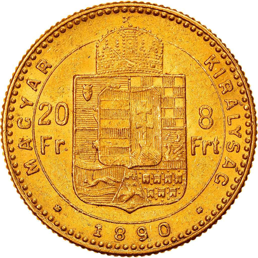 Münze, Ungarn, Franz Joseph I, 8 Forint 20 Francs, 1890, Kormoczbanya, VZ