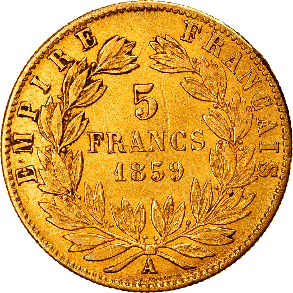 Moneta, Francja, Napoleon III, Napoléon III, 5 Francs, 1859, Paris, EF(40-45)