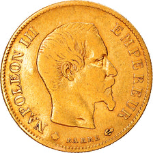 Moneta, Francia, Napoleon III, 10 Francs, 1860, Strasbourg, MB+, Oro, KM:784.4