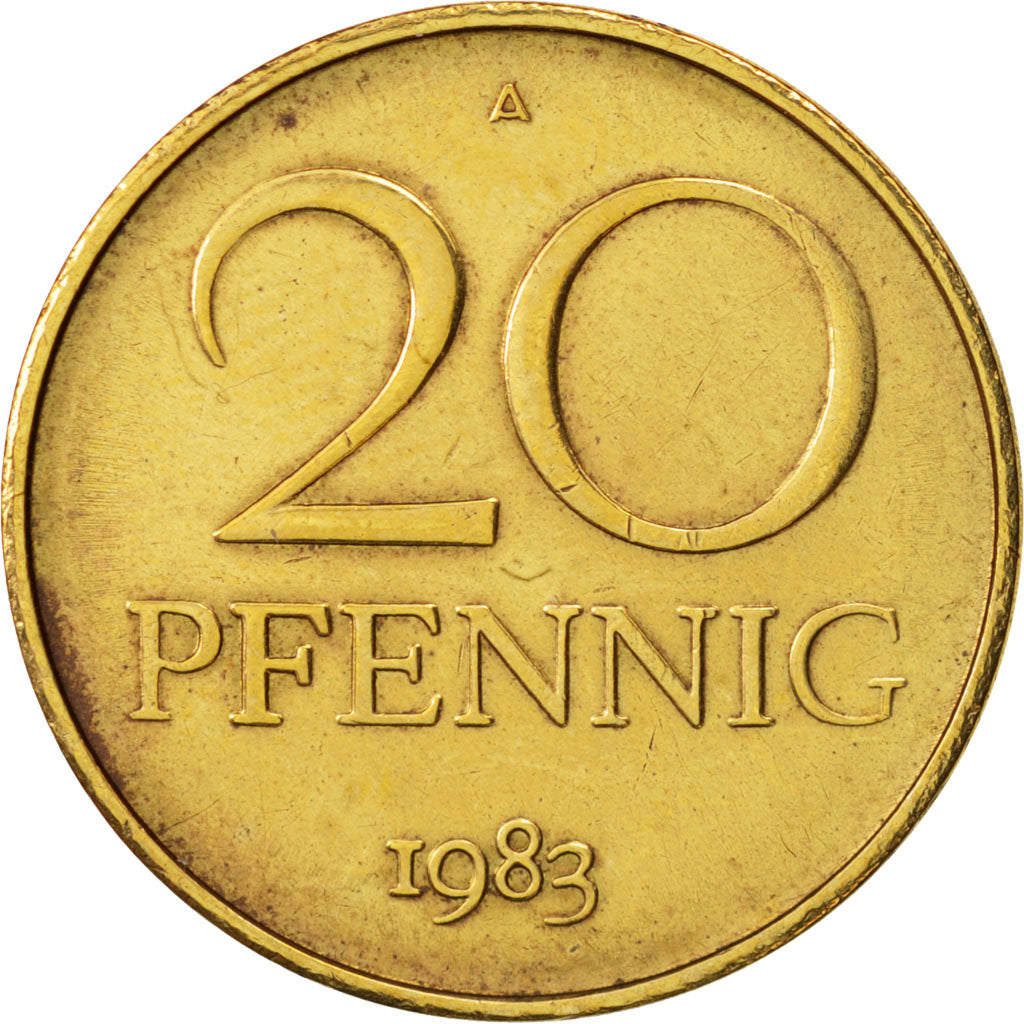 Coin, GERMAN-DEMOCRATIC REPUBLIC, 20 Pfennig, 1983, Berlin, AU(55-58), Brass