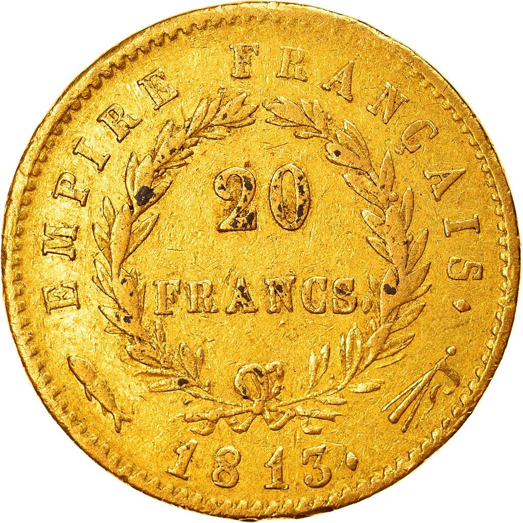 Coin, France, Napoléon I, 20 Francs, 1813, Utrecht, EF(40-45), Gold, KM:695.11