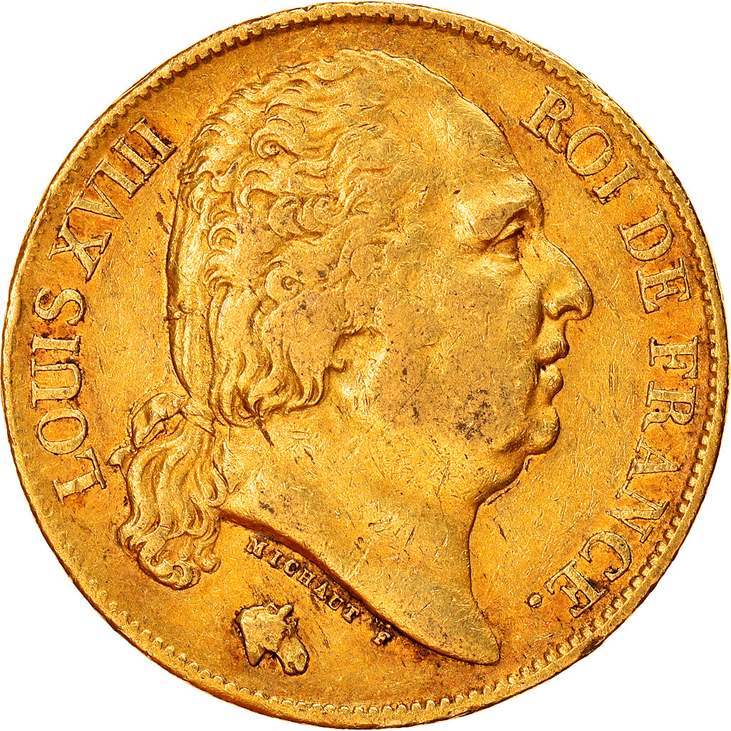Coin, France, Louis XVIII, 20 Francs, 1824, Lille, EF(40-45), Gold, KM:712.9