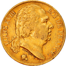 Coin, France, Louis XVIII, 20 Francs, 1824, Lille, EF(40-45), Gold, KM:712.9