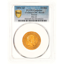Monnaie, Russie, Alexander III, 10 Roubles, 1894, St. Petersburg, PCGS, Cleaned