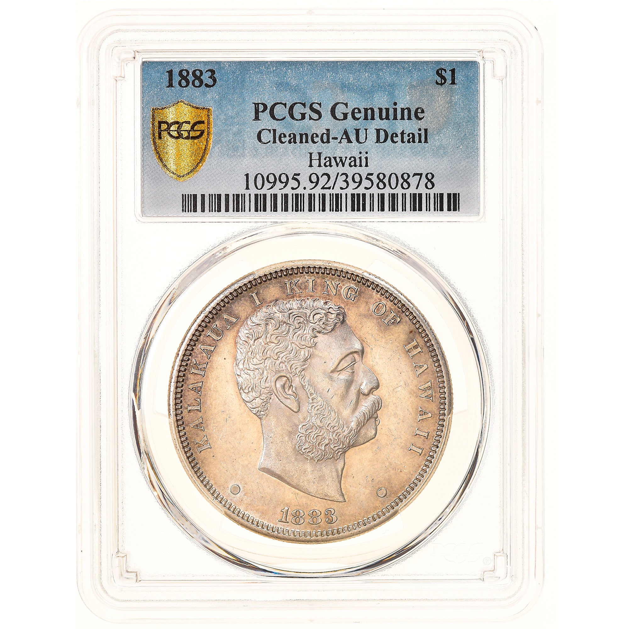 Moeda, Havai, Kalakaua I, Dollar, Akahi Dala, 1883, PCGS, Cleaned Au Detail
