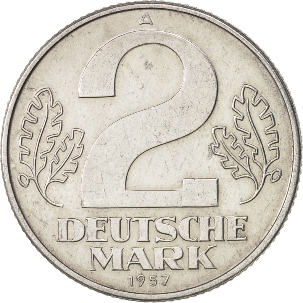 Coin, GERMAN-DEMOCRATIC REPUBLIC, 2 Mark, 1957, Berlin, EF(40-45), Aluminum