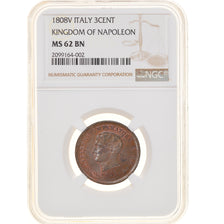 Moneta, STATI ITALIANI, KINGDOM OF NAPOLEON, Napoleon I, 3 Centesimi, 1808