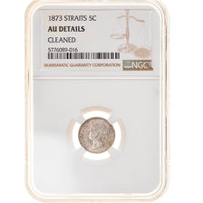 Coin, Straits Settlements, Victoria, 5 Cents, 1873, NGC, AU Details Cleaned