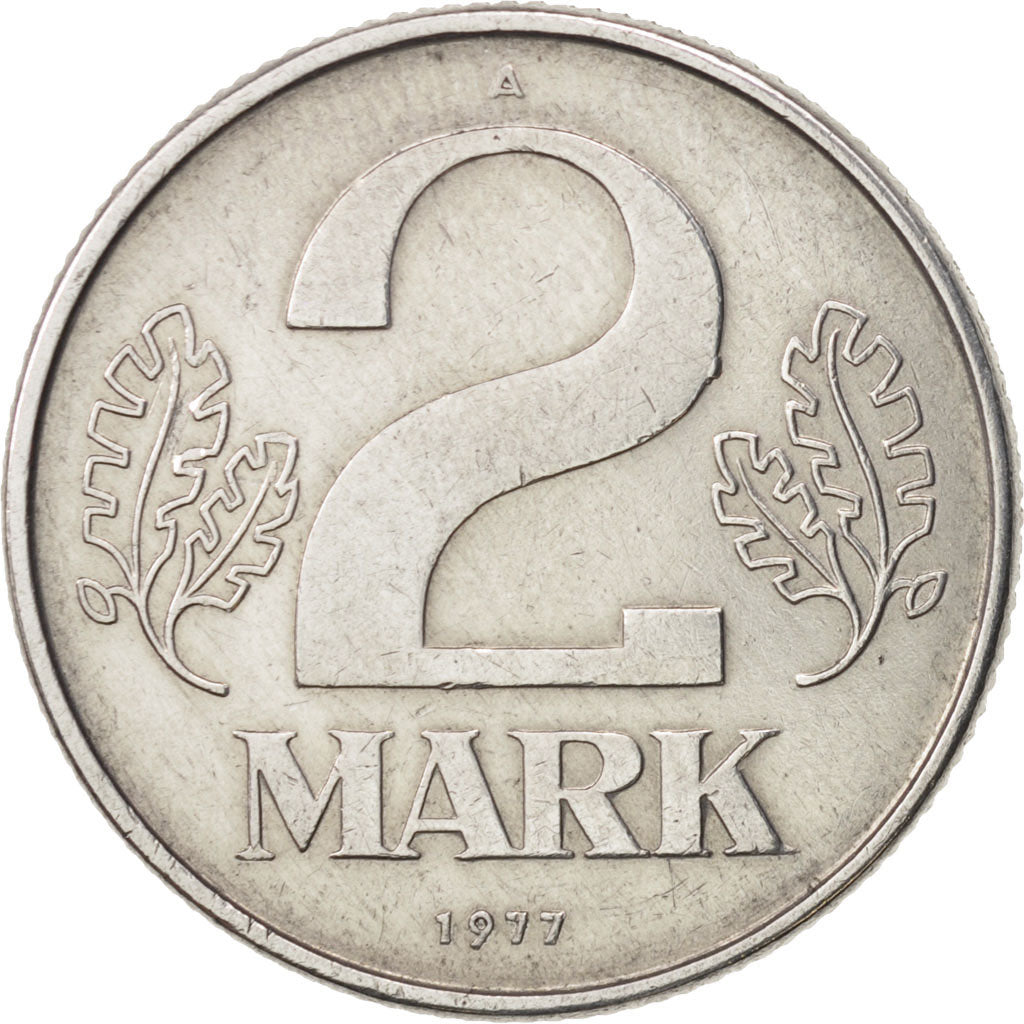 GERMAN-DEMOCRATIC REPUBLIC, 2 Mark, 1977, Berlin, AU(50-53), Aluminum, KM:48