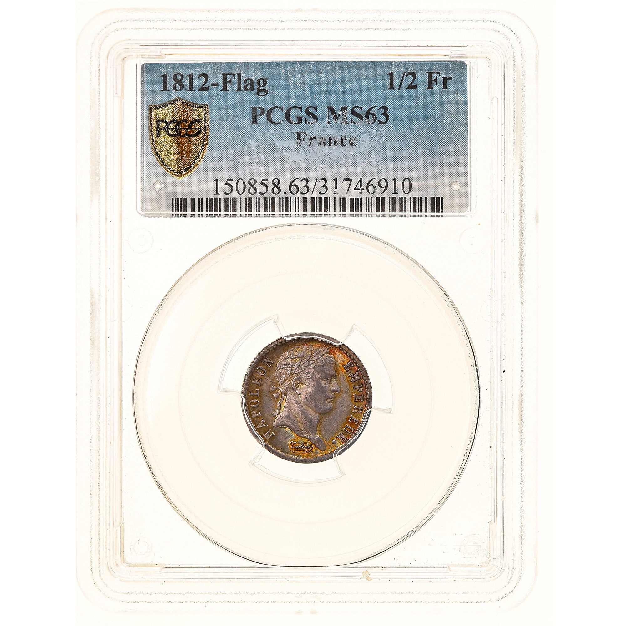 Coin, France, Napoléon I, 1/2 Franc, 1812, Utrecht, PCGS, MS63, MS(63), Silver