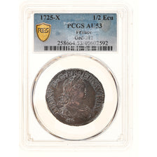 Coin, France, Louis XV, 1/2 Écu aux 8 L, 1/2 ECU, 44 Sols, 1725, Amiens, PCGS