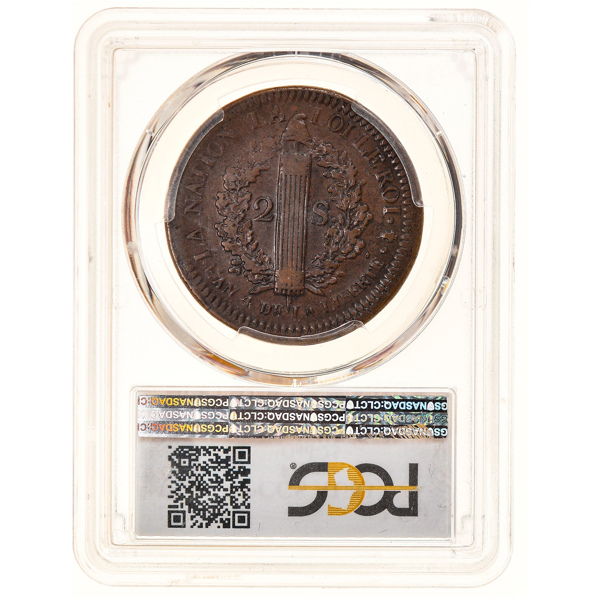 Coin, France, Louis XVI, 2 sols françois, 2 Sols, 1792, Paris, PCGS, AU53