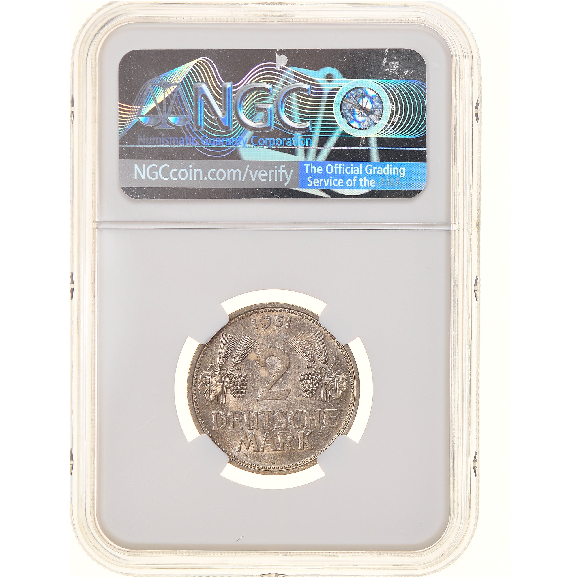 Coin, GERMANY - FEDERAL REPUBLIC, 2 Mark, 1951, Stuttgart, NGC, MS63, MS(63)