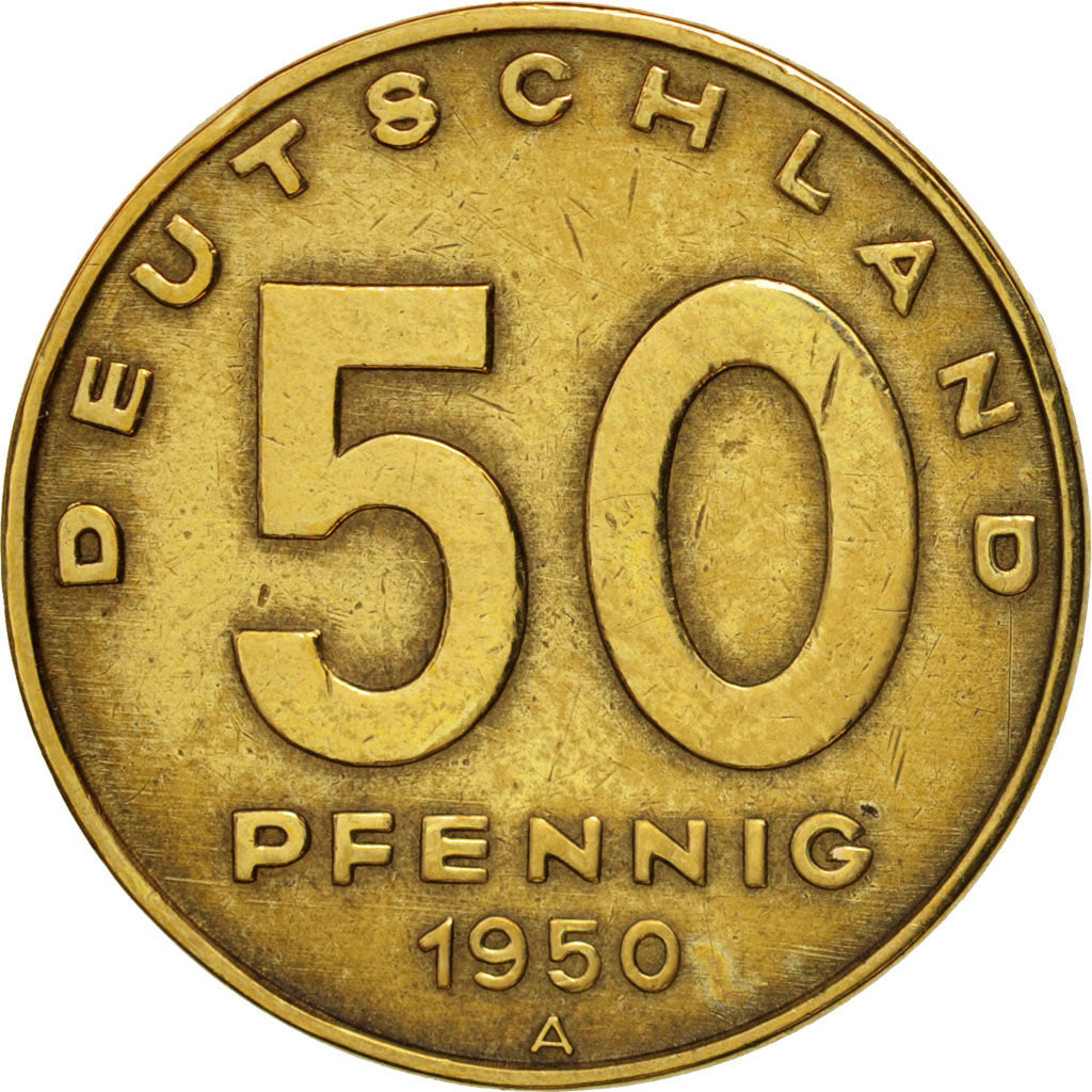 GERMAN-DEMOCRATIC REPUBLIC, 50 Pfennig, 1950, Berlin, EF(40-45), KM:4