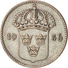 Sweden, Gustaf V, 10 Öre, 1936, AU(50-53), Silver, KM:780
